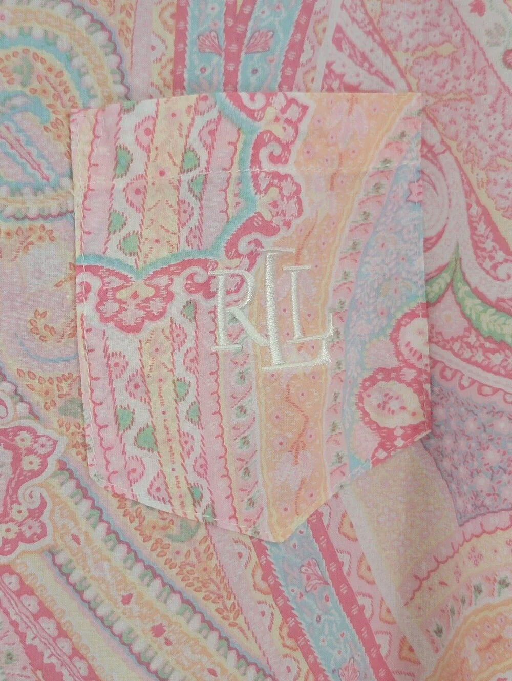 Ralph Lauren Monogram Pajamas Large L Pink Pastel Paisley PJ Set Mint Condition